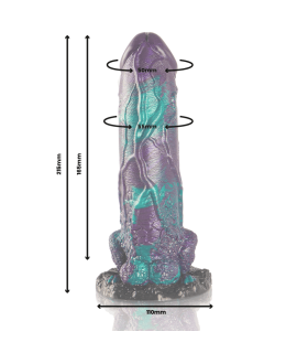 Gode Monstre Basilic Violet dimensions - gode gay