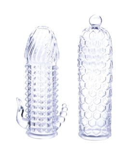 Set 2 Gaines Pénis Transparents Texturées Nmc