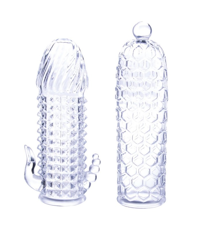 Set 2 Gaines Pénis Transparents Texturées Nmc