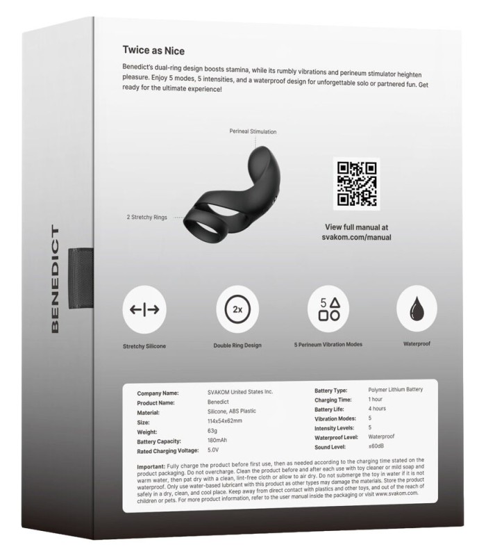 Cockring Vibrant Stimulateur Périnée Benedict