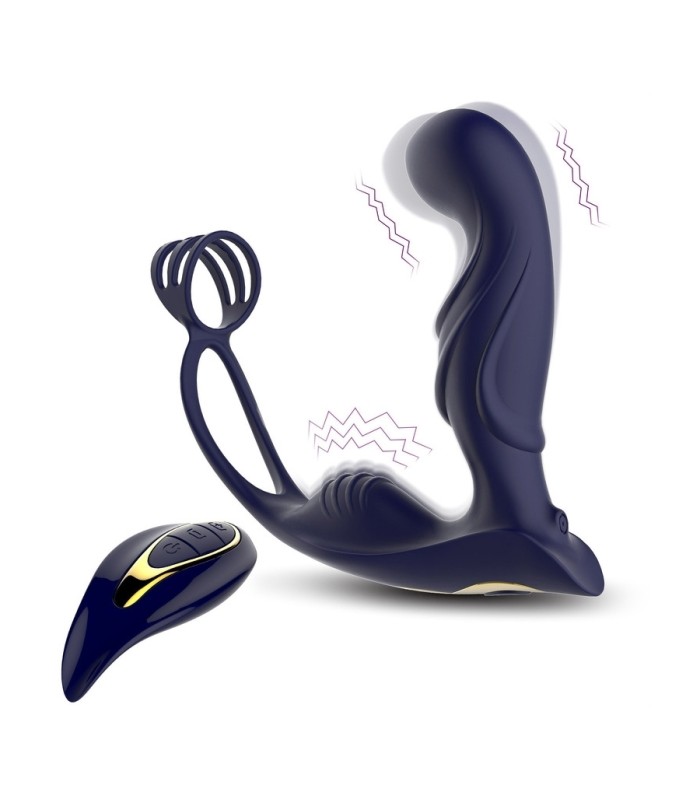 Stimulateur de Prostate Vibrant Cockring Bleu