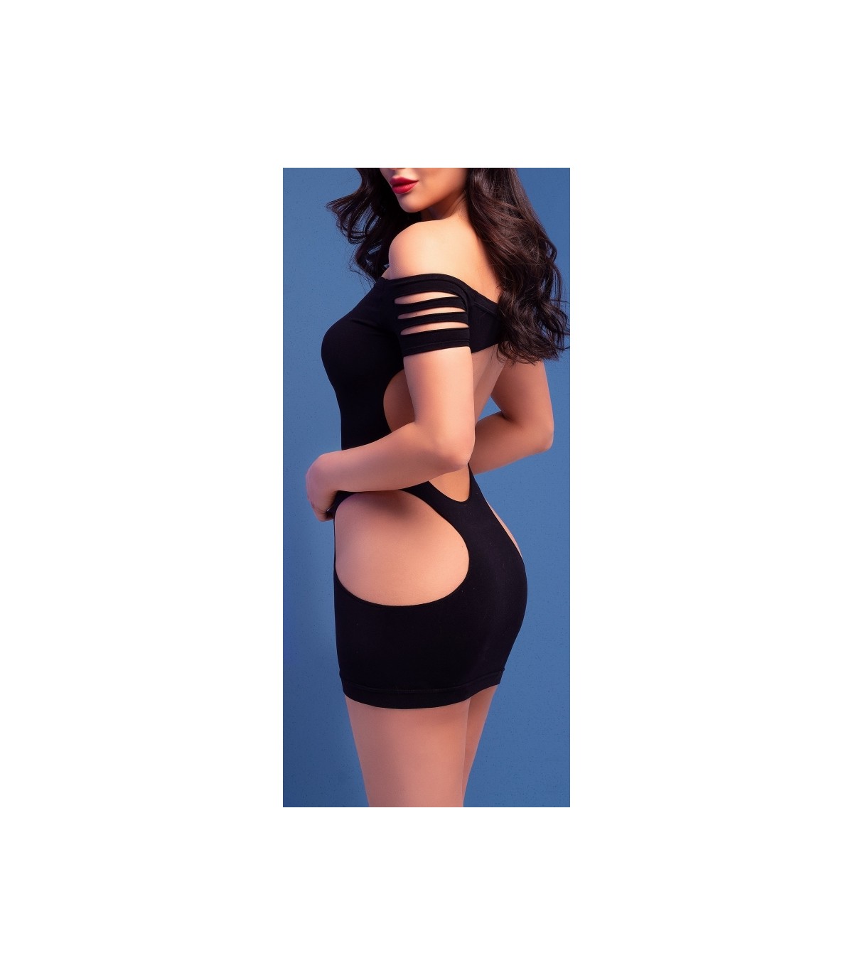 Robe Noire Ouverte CR-4671 chilirose