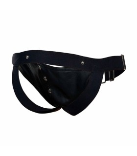 Jockstrap Faux Cuir avec Cockring Noir