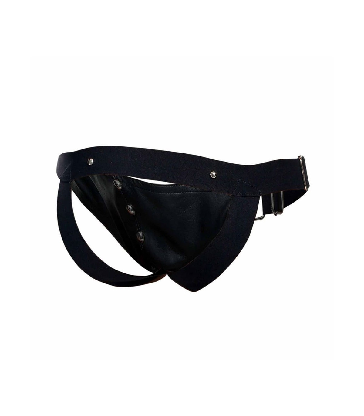 Jockstrap Faux Cuir avec Cockring Noir
