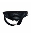 Jockstrap Faux Cuir avec Cockring Noir