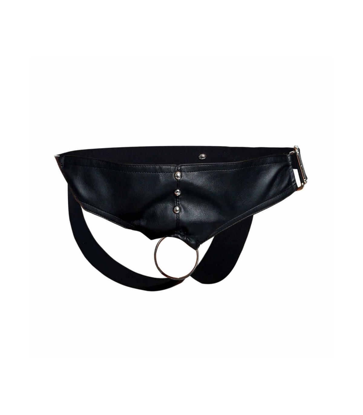 Jockstrap Faux Cuir avec Cockring Noir