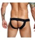 Jockstrap Faux Cuir avec Cockring Noir