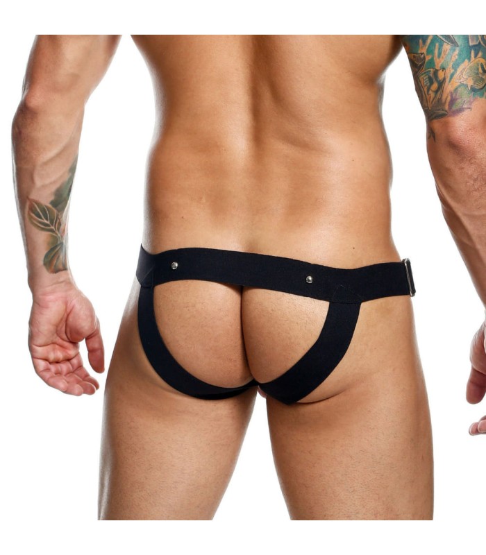 Jockstrap Faux Cuir avec Cockring Noir