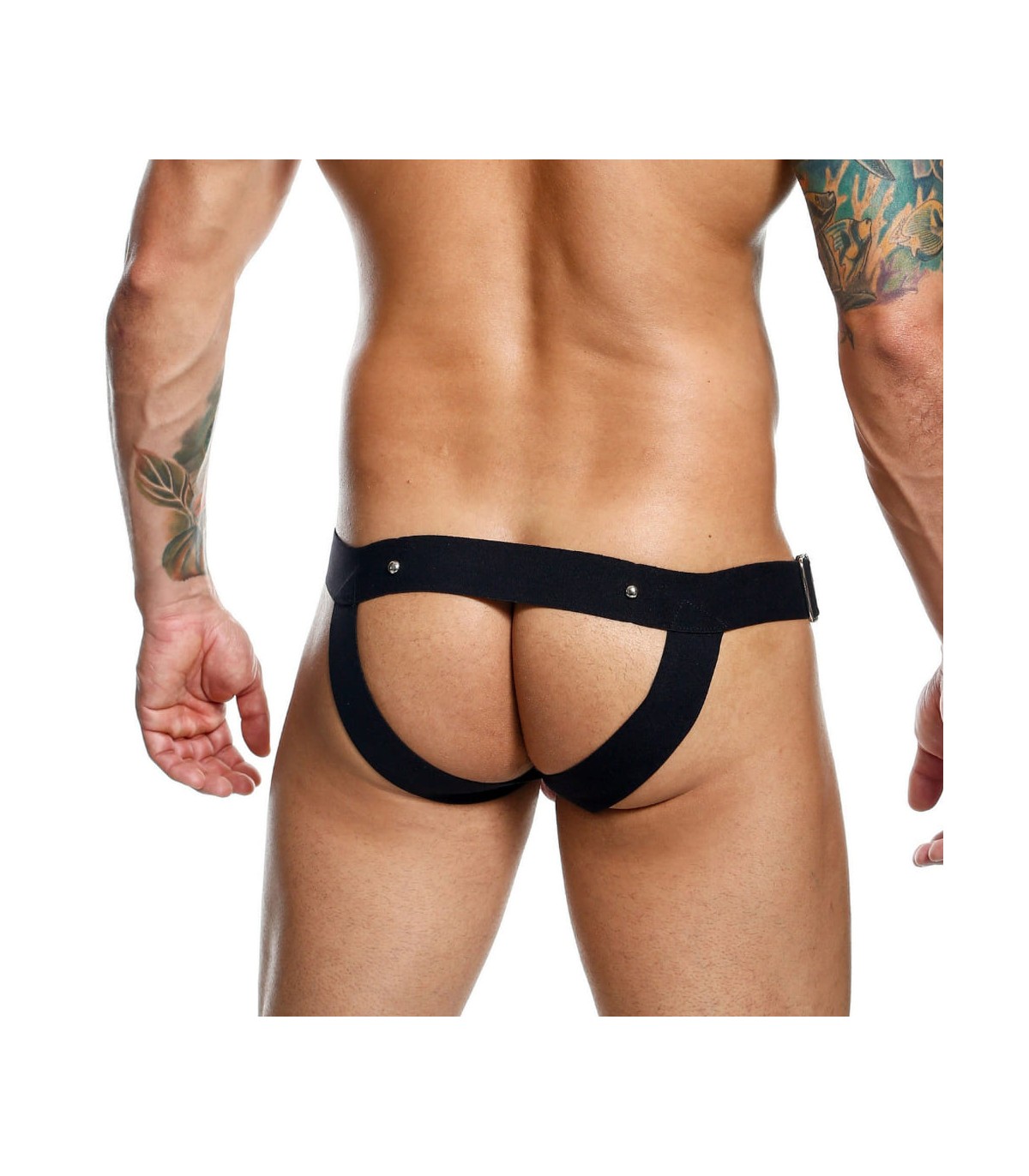 Jockstrap Faux Cuir avec Cockring Noir