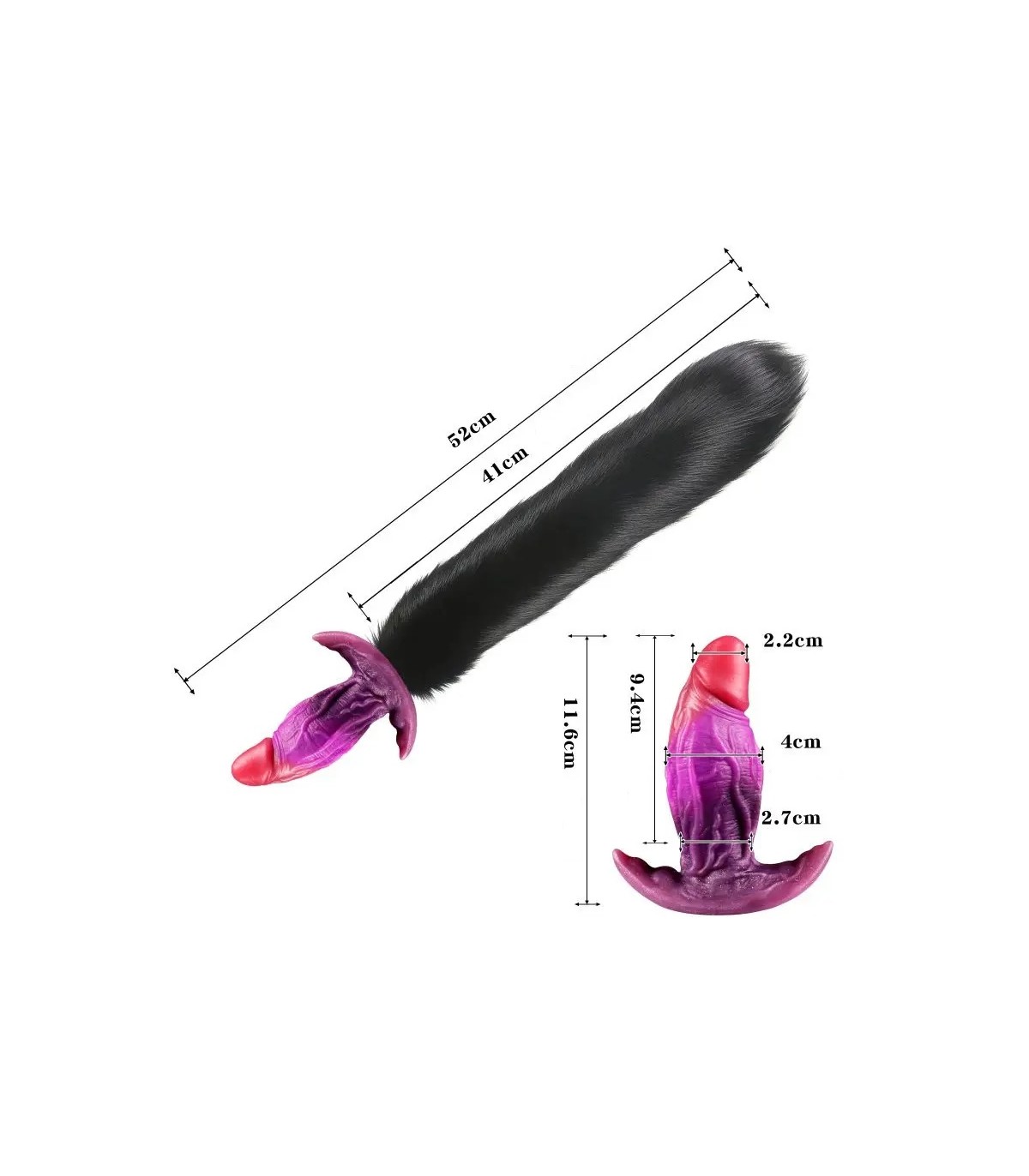Plug Alien avec Queue Noire dimensions