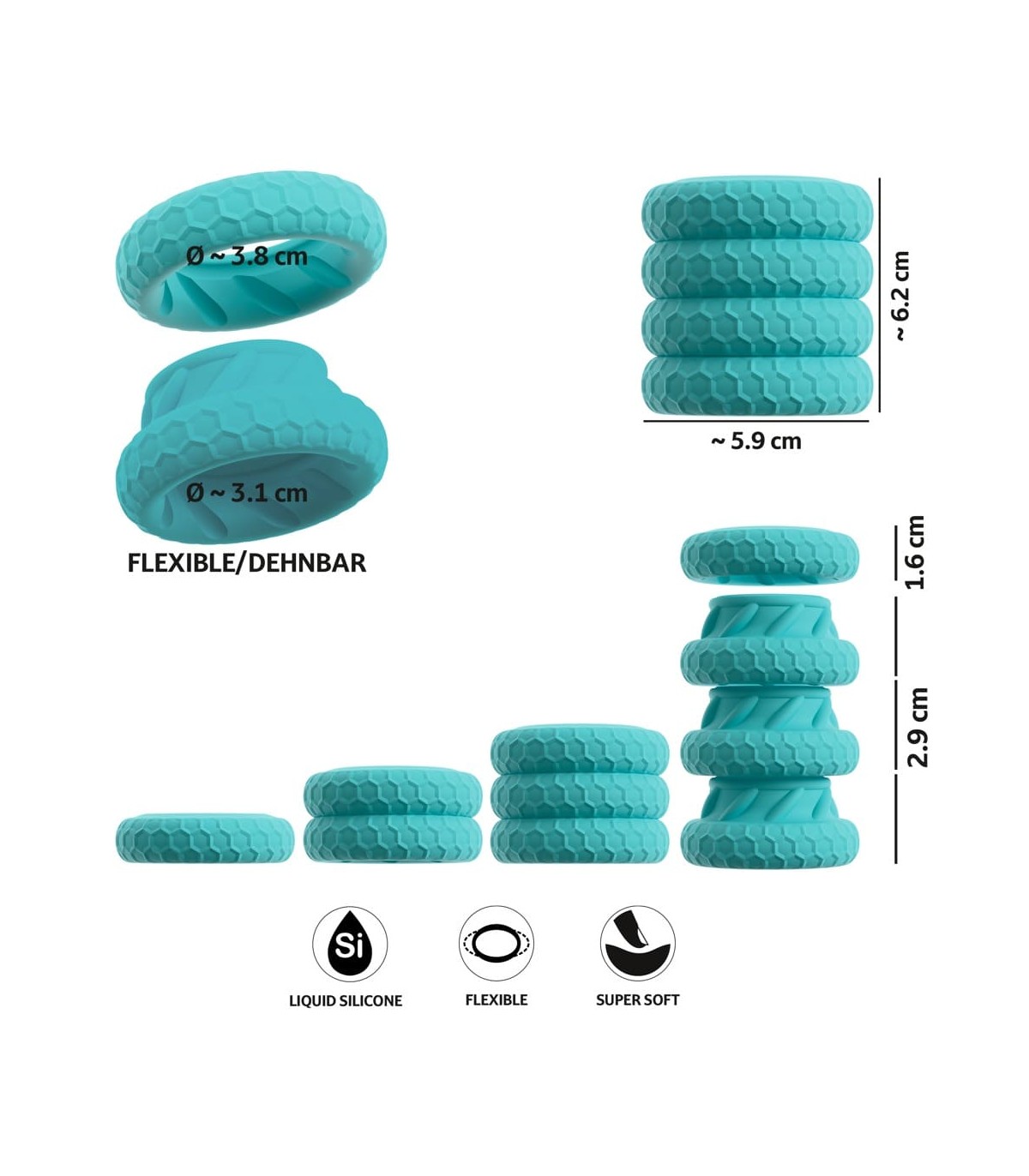 Set de 4 Anneaux pour Pénis et Testicules