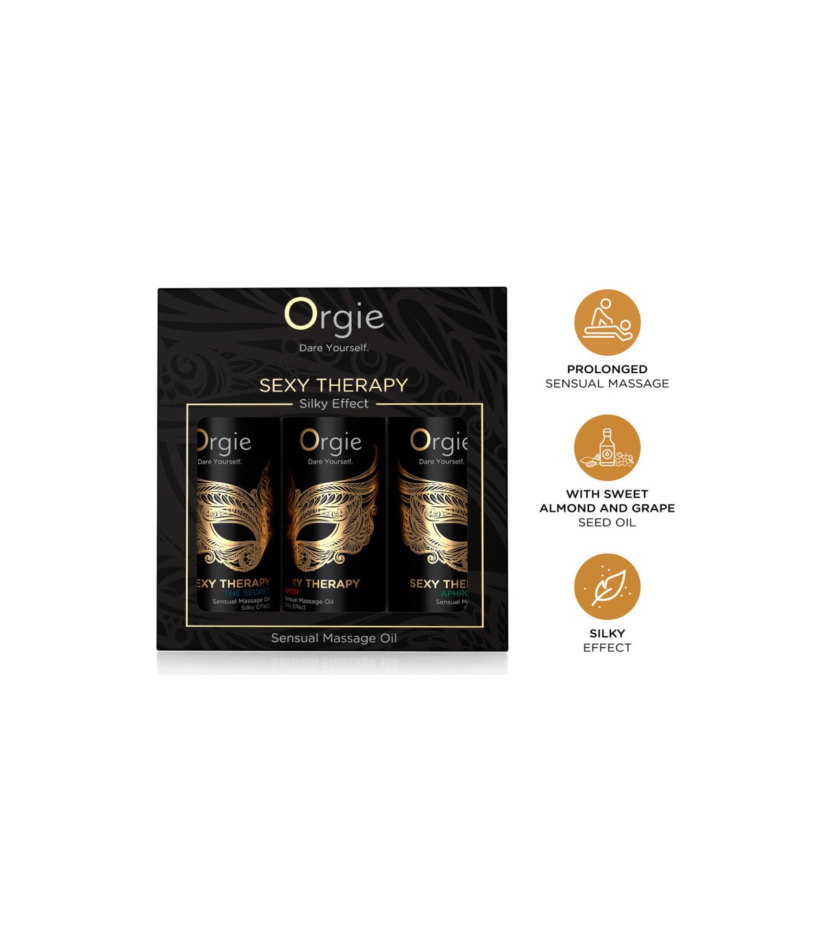 Coffret 3 Huiles de Massage Orgie Sexy Therapy