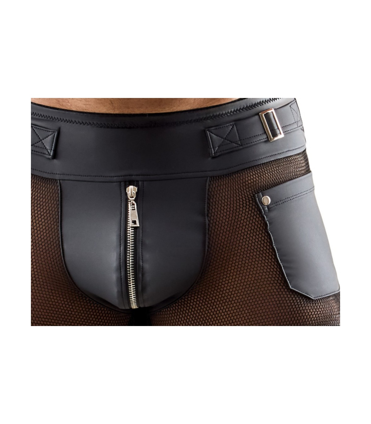 Boxer sexy Noir Mat à Boucles Pour Homme