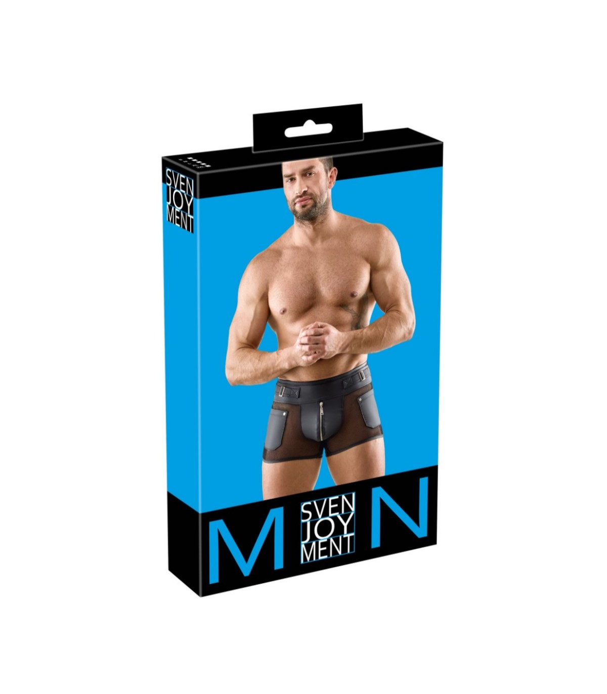 Boxer sexy Noir Mat à Boucles Pour Homme
