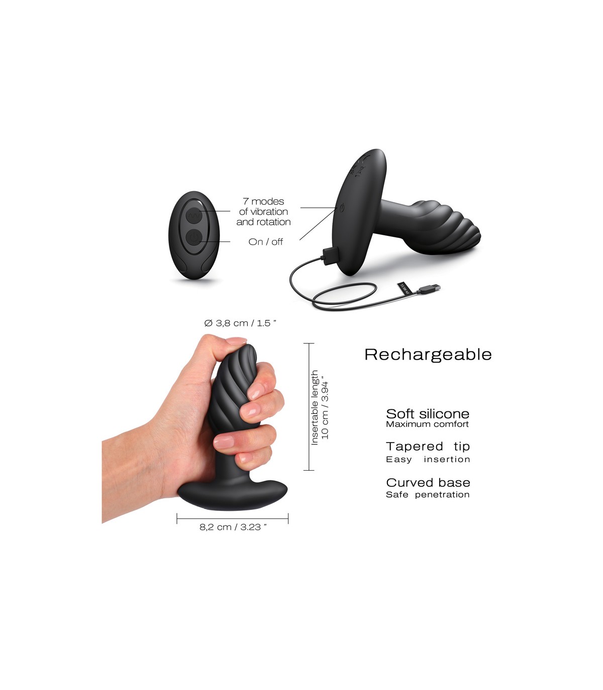 Plug rotatif et vibrant Spin Plug Dorcel