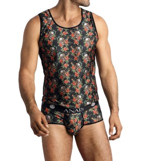 Débardeur Power Rock Anaïs for Men avec imprimé roses et crânes