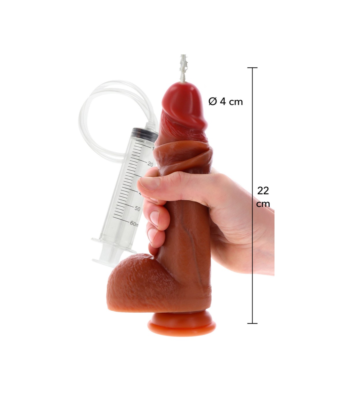 dimensions du Gode Gicleur avec Testicules Get Real Dong