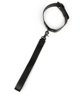 Collier cuir Avanza avec laisse courte pour jeux gays