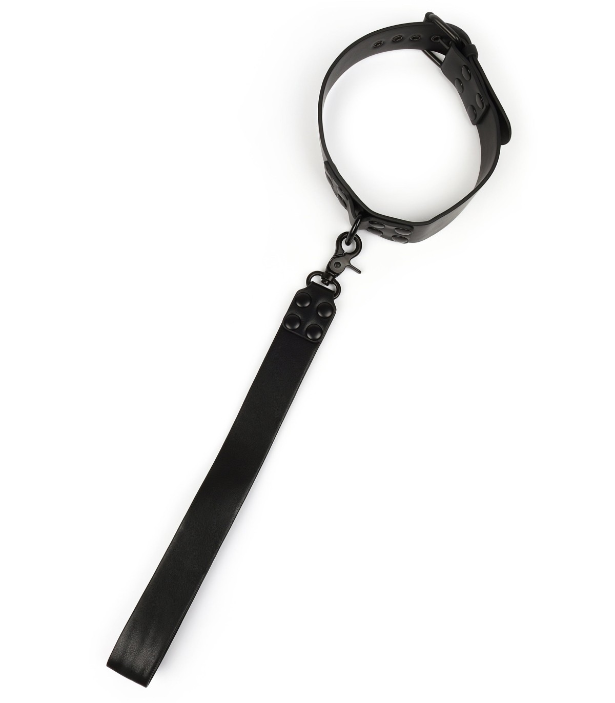 Collier cuir Avanza avec laisse courte pour jeux gays