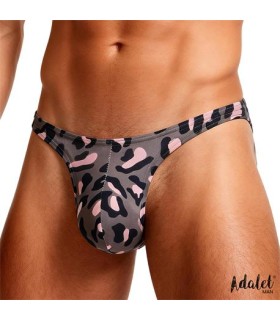 String léopard gris homme taches roses et noires