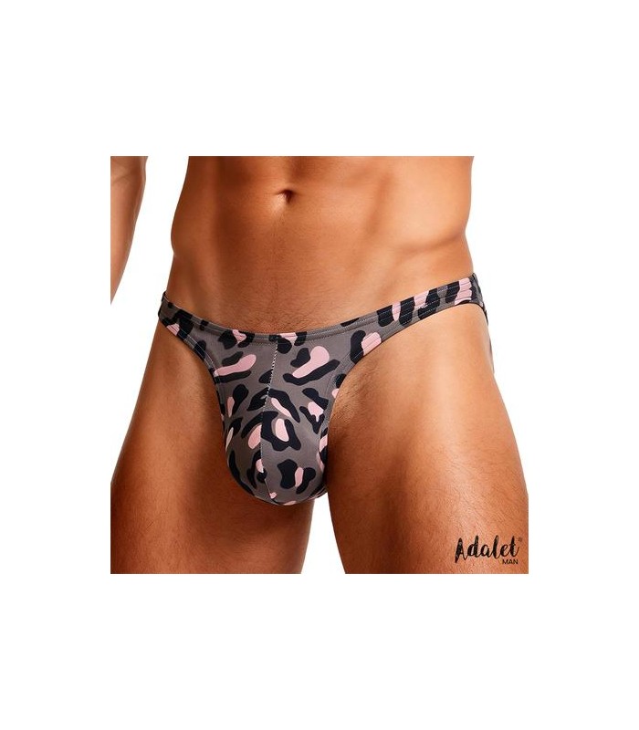 String léopard gris homme taches roses et noires