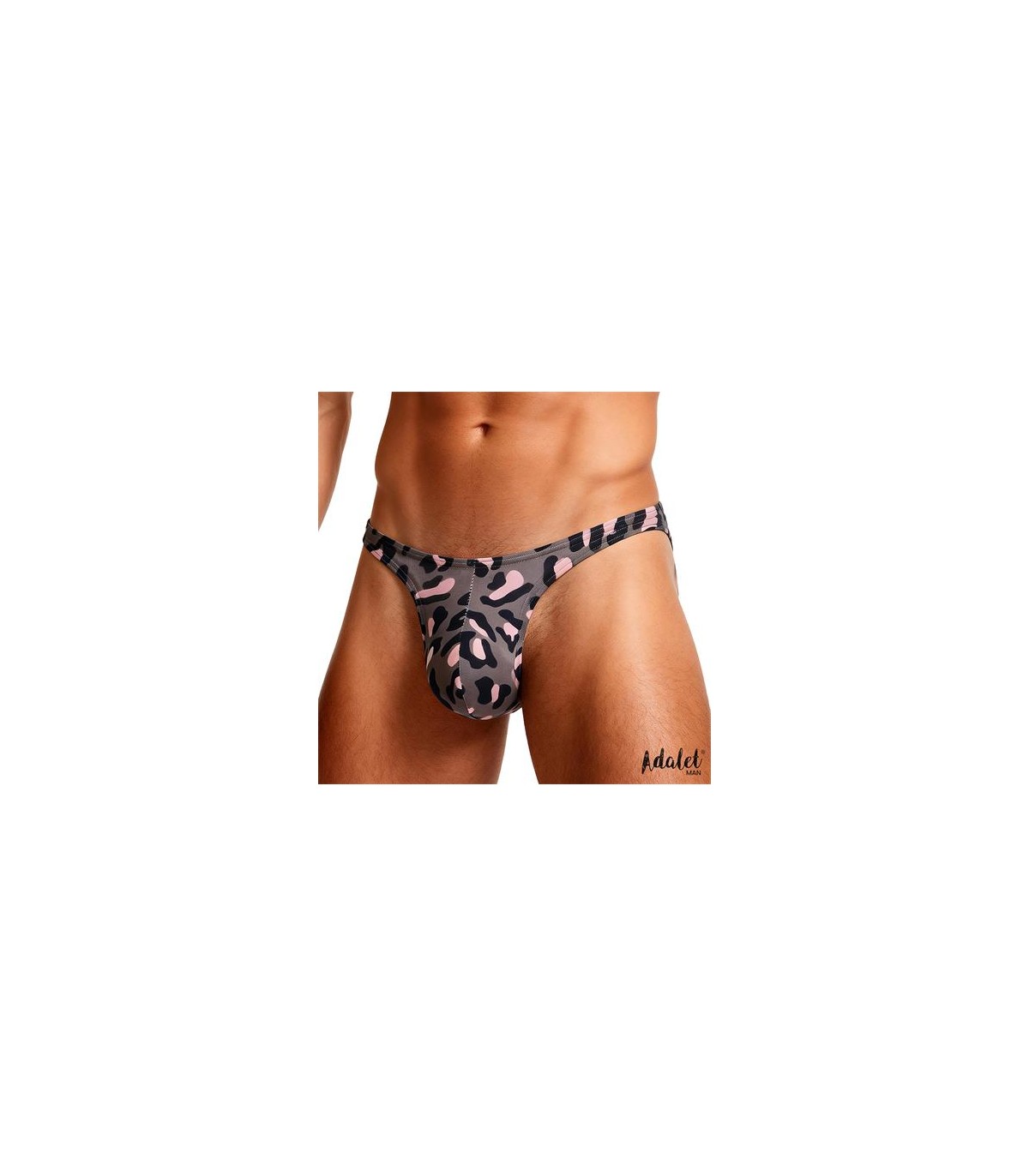 String léopard gris homme taches roses et noires