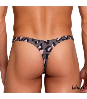 String masculin à motif Leopard Gris