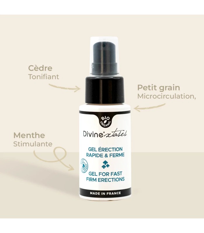 Gel érection bio Divinextases stimulant homme fabriqué en france