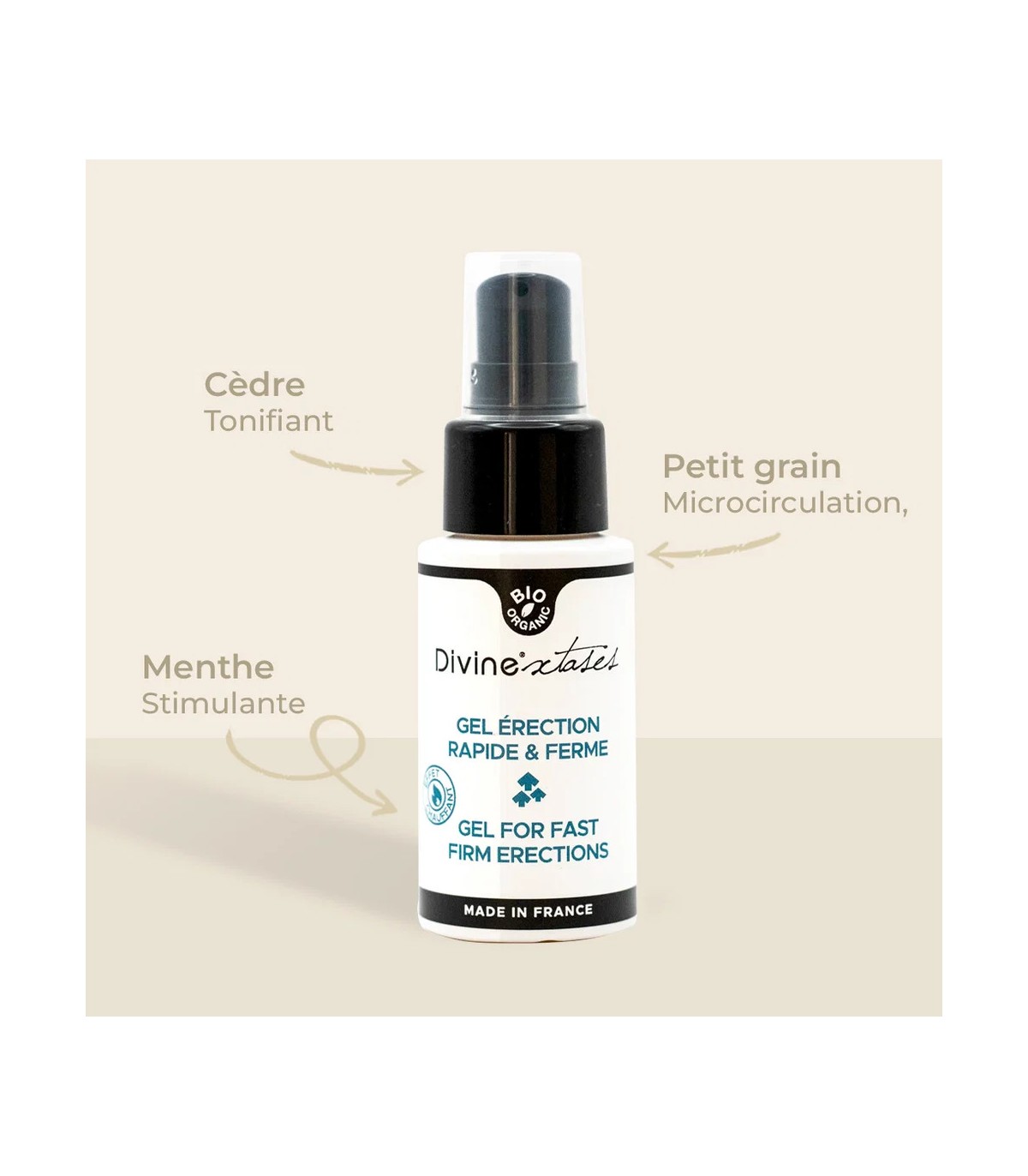 Gel érection bio Divinextases stimulant homme fabriqué en france