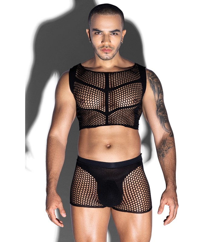 Ensemble sexy homme top et boxer résille J Lingerie