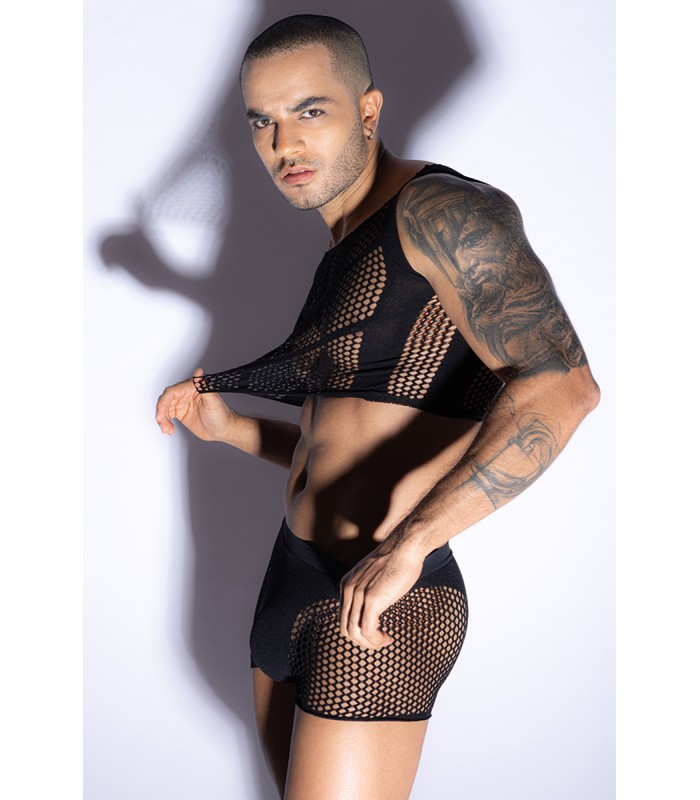 Ensemble sexy homme top et boxer résille J Lingerie