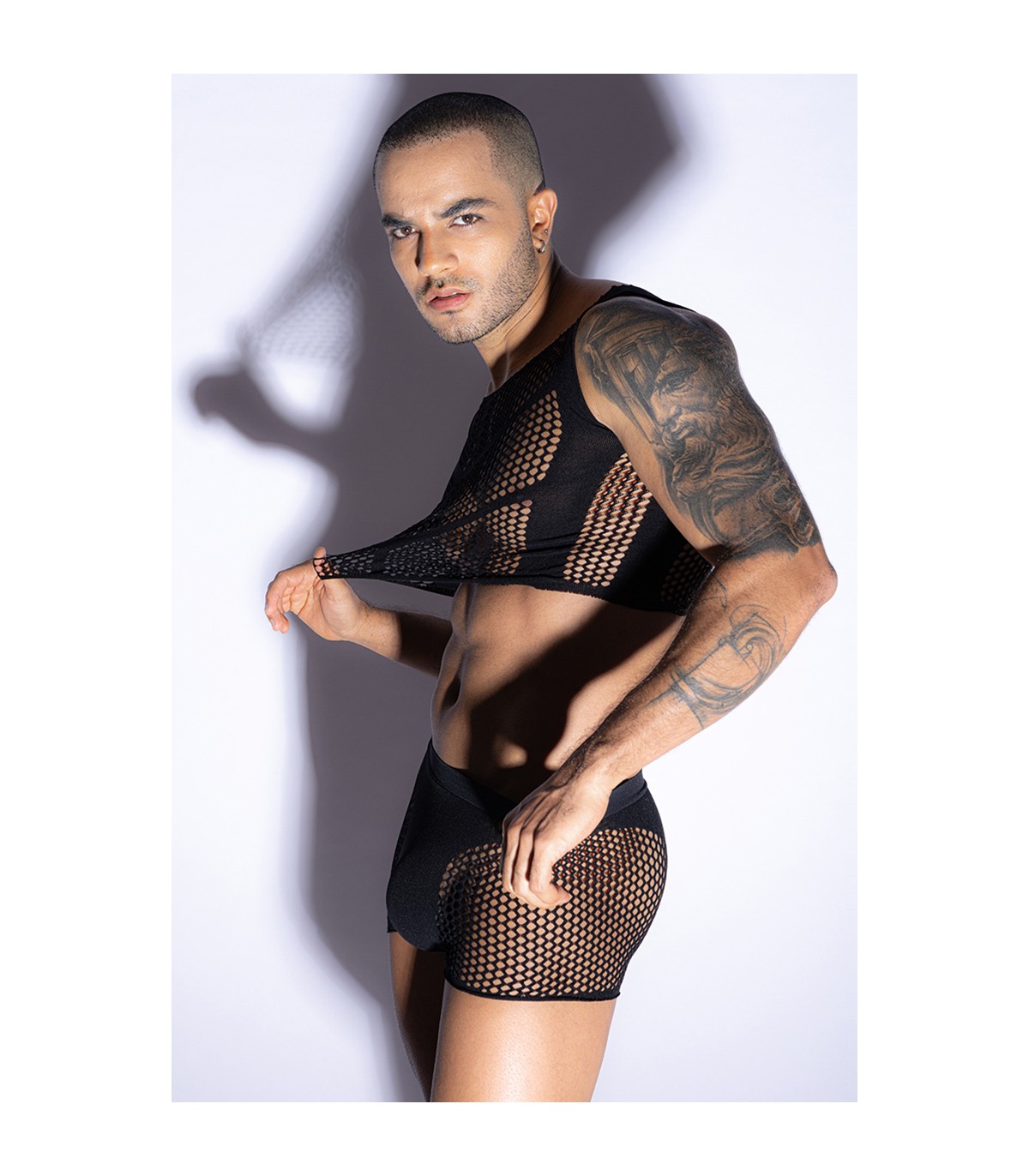 Ensemble sexy homme top et boxer résille J Lingerie