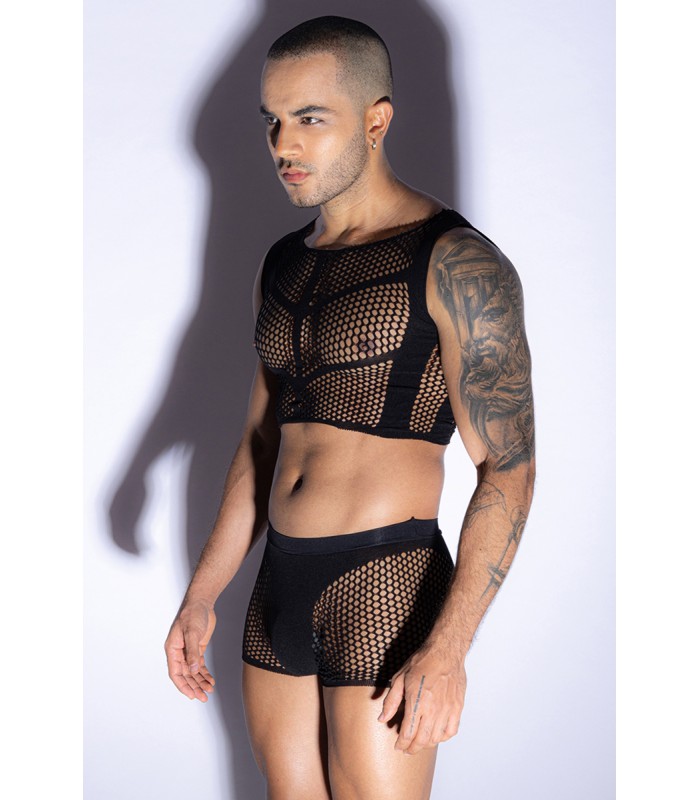 Ensemble sexy homme top et boxer résille J Lingerie