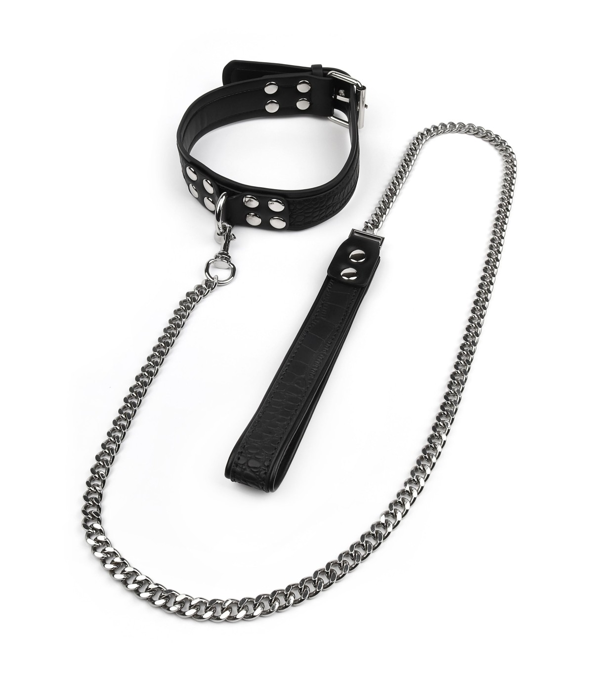 Collier et Laisse en simili cuir motif Croco