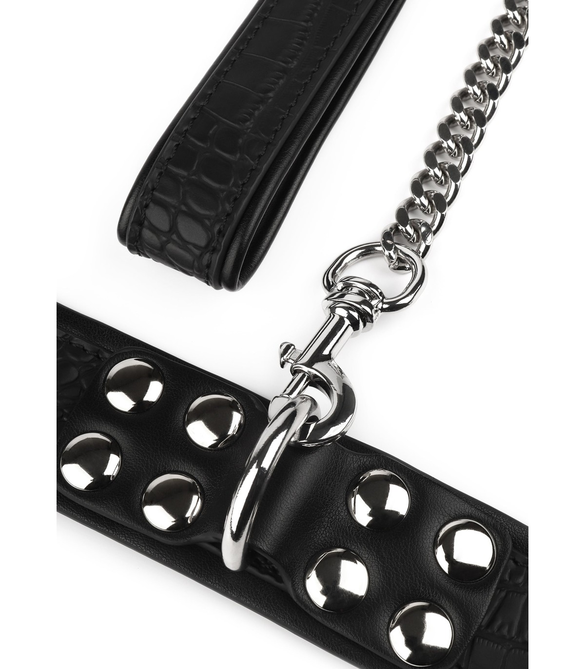 Collier et Laisse en simili cuir motif Croco