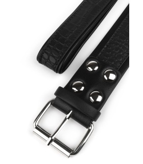 Collier et Laisse en simili cuir motif Croco