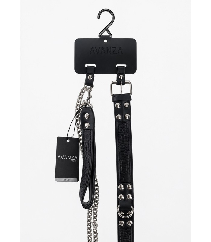 Collier et Laisse en simili cuir motif Croco