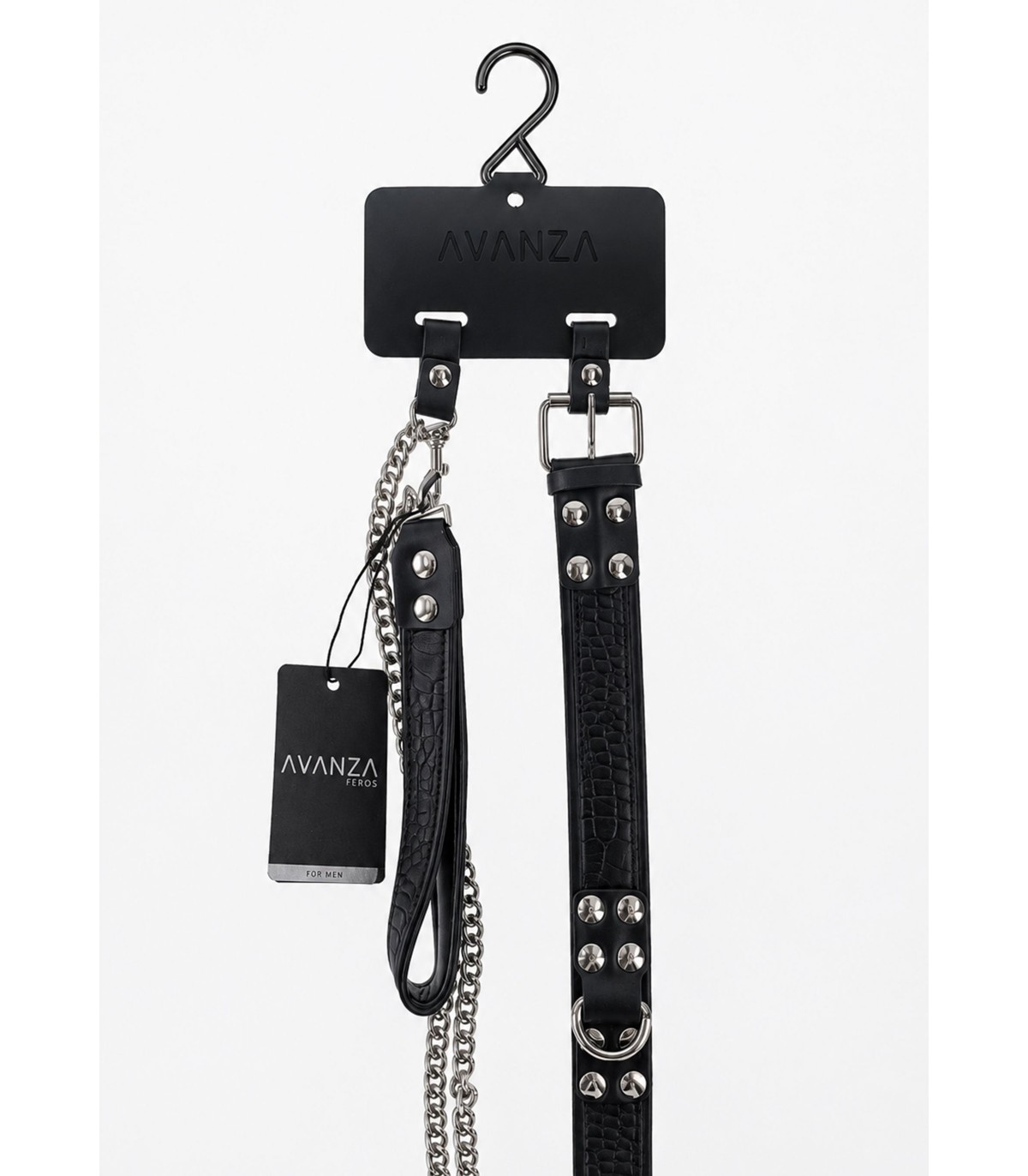 Collier et Laisse en simili cuir motif Croco