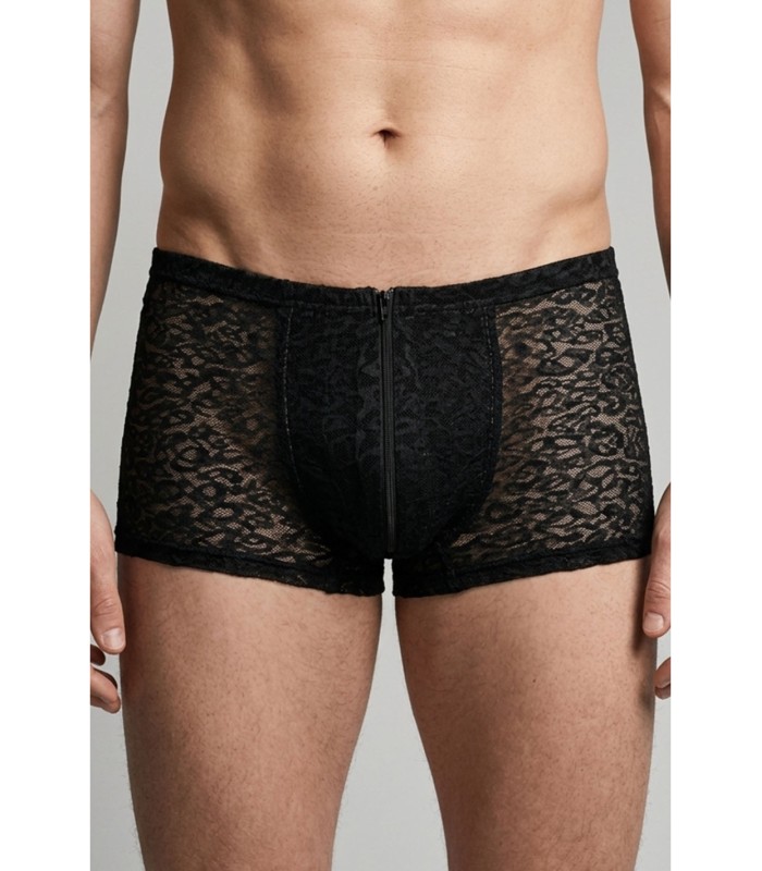 Boxer homme résille léopard avec zip