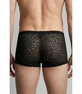 Boxer transparent homme résille léopard