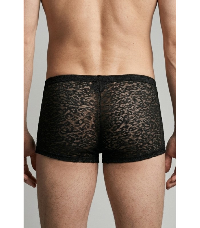Boxer transparent homme résille léopard