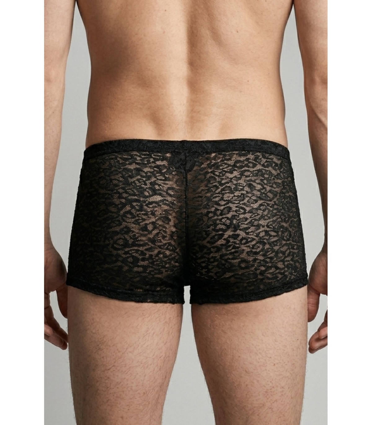 Boxer transparent homme résille léopard
