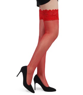 Bas résille rouge pour travestissement