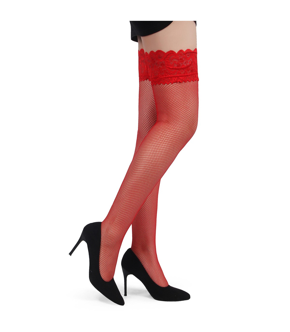 Bas résille rouge pour travestissement