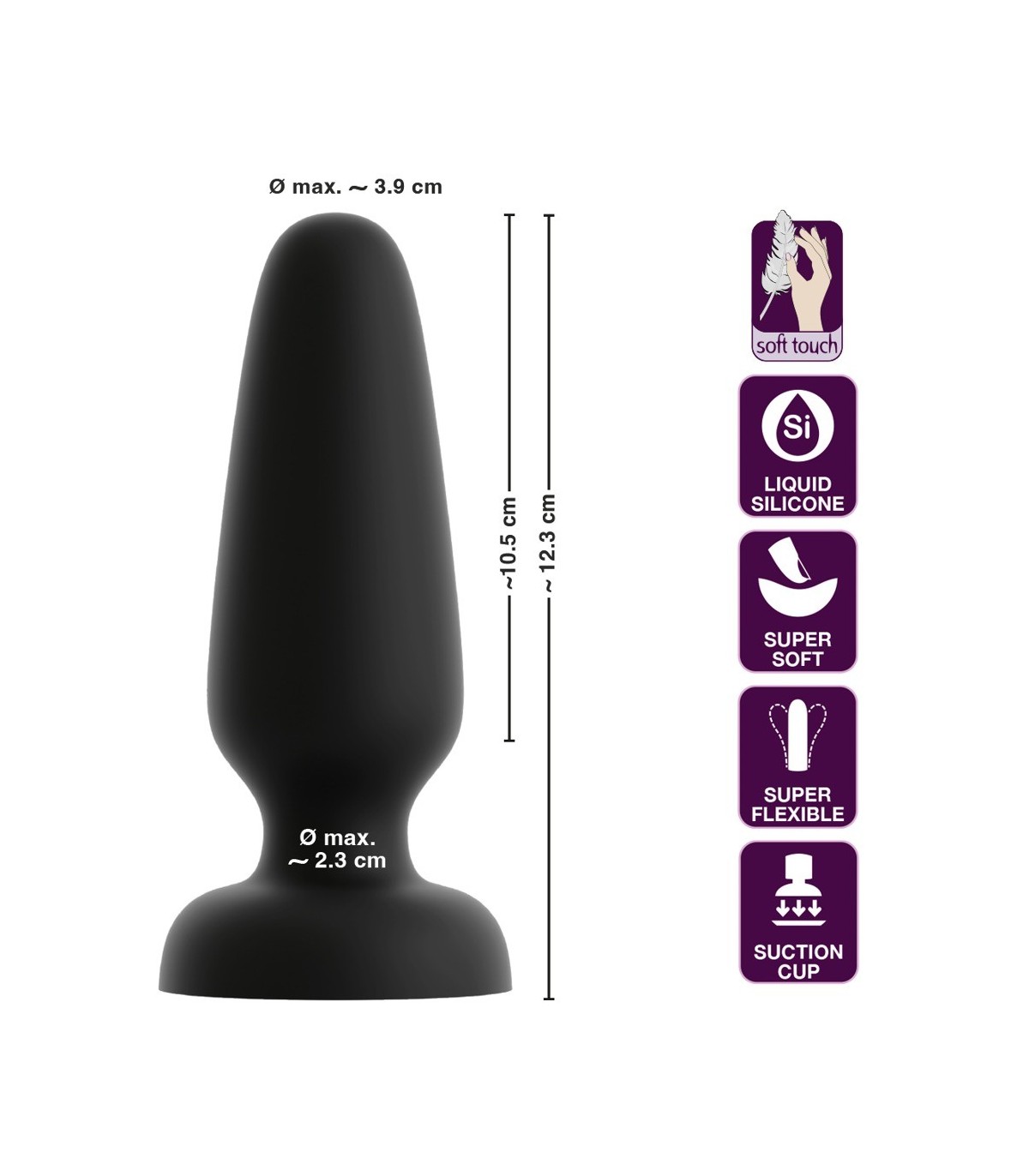 Plug anal conique Black Velvets taille L