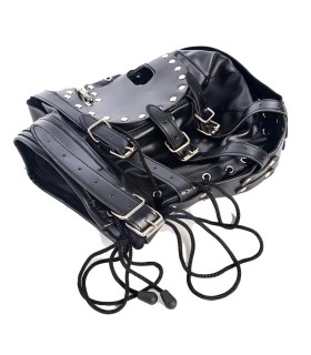 Cagoule bondage noire avec bouche zippée
