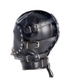 Cagoule bondage noire avec bouche zippée