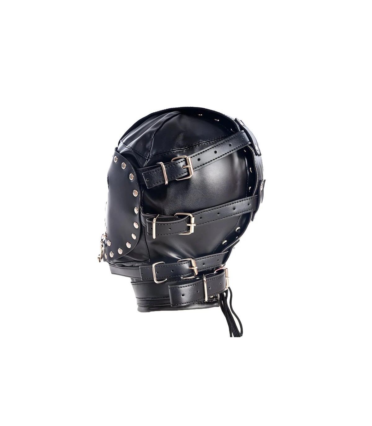 Cagoule bondage noire avec bouche zippée
