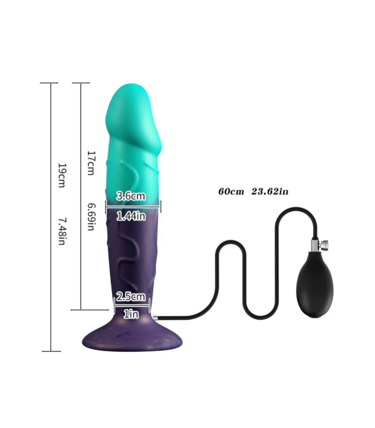 Dildo anal gonflable vert jusqu’à 10 cm