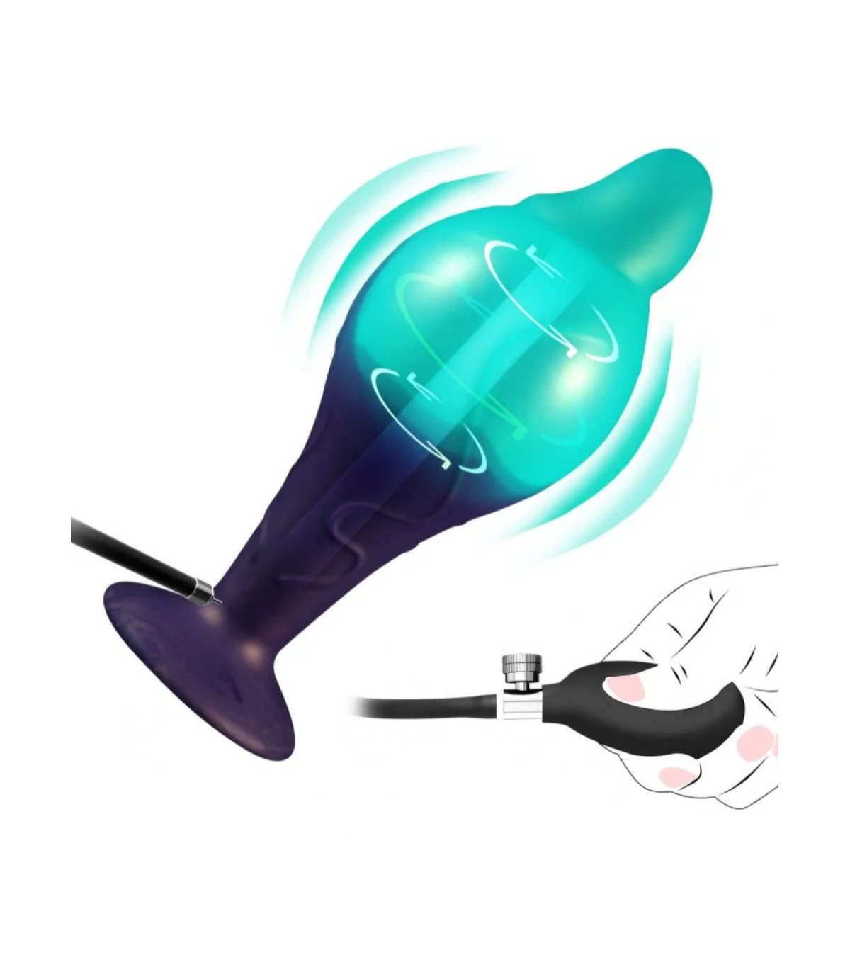 Gode silicone vert avec gland et pompe